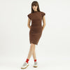 Women Boat Neck Solid Bodycon Dress