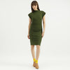 Women Boat Neck Solid Bodycon Dress