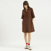 Women Johny Collar Solid A-Line Dress