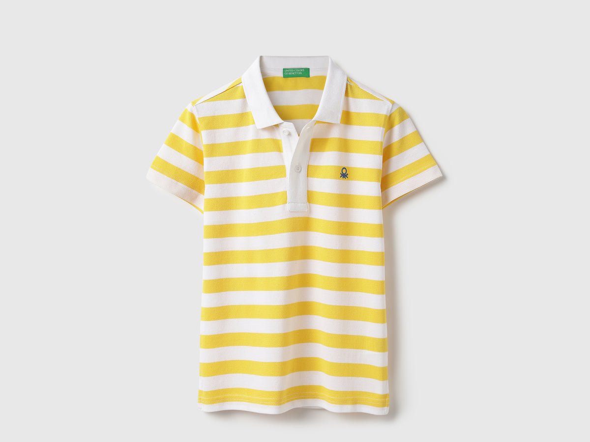 Boys Regular Fit Polo Neck Striped T-Shirt