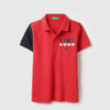Boys Regular Fit Polo Neck Printed Contrast Sleeve T-Shirt