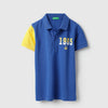 Boys Regular Fit Polo Neck Printed Contrast Sleeve T-Shirt