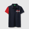 Boys Regular Fit Polo Neck Printed Contrast Sleeve T-Shirt