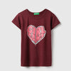 Girls Regular Fit Round Neck Graphic Gliiter T-Shirt
