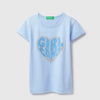 Girls Regular Fit Round Neck Graphic Gliiter T-Shirt