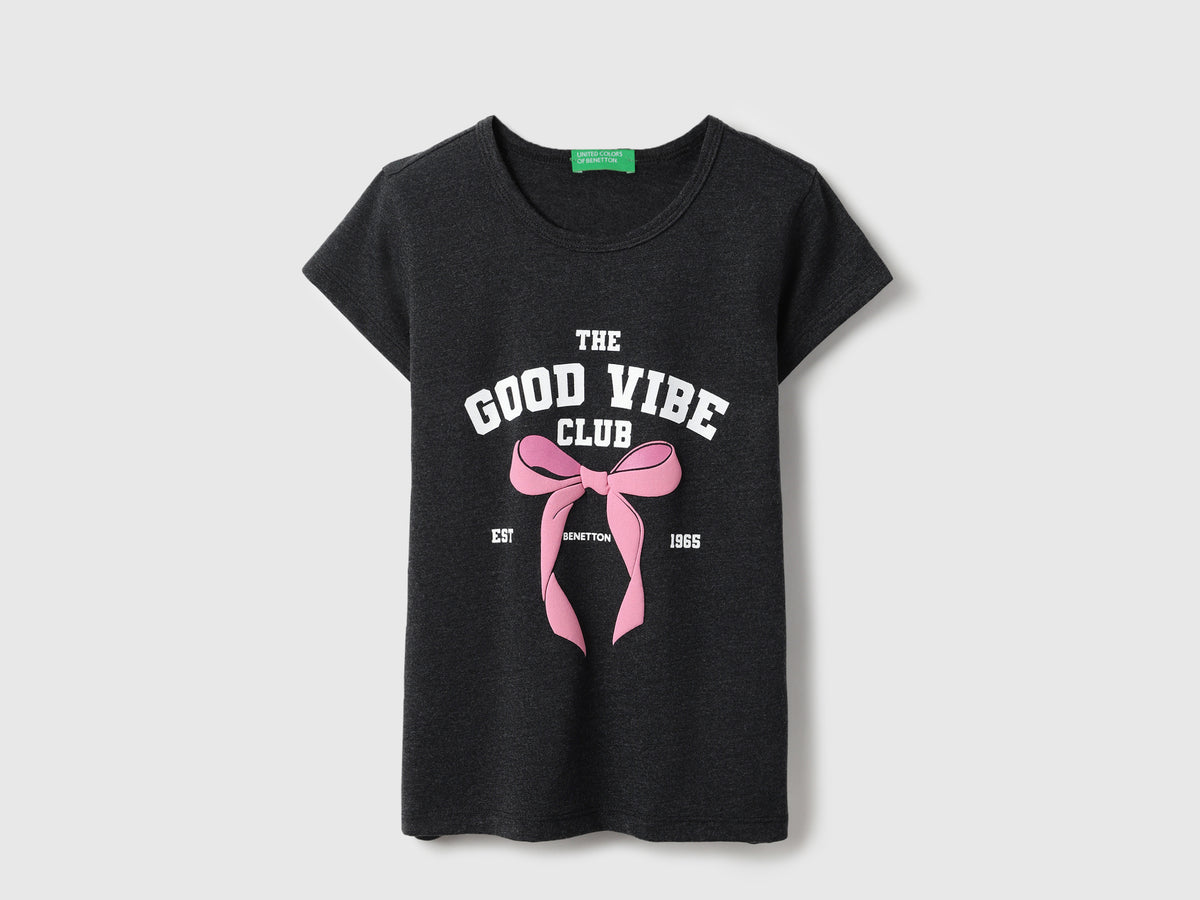 Girls Regular Fit Round Neck Graphic The Good Vibe Club T-Shirt