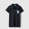 Girls Regular Fit Polo Neck Embroidered Pique T-Shirt