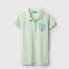 Girls Regular Fit Polo Neck Embroidered Pique T-Shirt