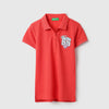 Girls Regular Fit Polo Neck Embroidered Pique T-Shirt
