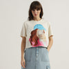 Women Round Neck Printed Face Crop Pique T-Shirt