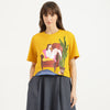 Women Round Neck Printed Face Crop Pique T-Shirt