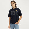 Men Oversized Fit Crew Neck Typography T-Shirt