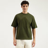 Men Oversized Fit Crew Neck Argyle Applique Heavy Jersey T-Shirt