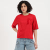 Women Round Neck Bow Plutch T-Shirt