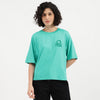 Women Round Neck Solid Plutch Logo T-Shirt
