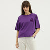 Women Round Neck Solid Plutch Logo T-Shirt