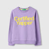 Girls Regular Fit Round Neck Printed Verbiage Sweatshirt