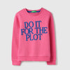 Girls Regular Fit Round Neck Printed Verbiage Sweatshirt