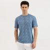Men Relaxed Fit Crew Neck Printed Exploded Cable Jacquard T-Shirt
