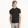 Men Regular Fit Polo Neck Herringbone Jacquard T-Shirt