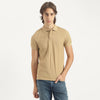 Men Regular Fit Polo Neck Herringbone Jacquard T-Shirt