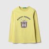 Girls Regular Fit Round Neck Popcorn Print T-Shirt