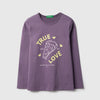 Girls Regular Fit Round Neck Popcorn Print T-Shirt