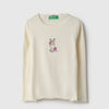 Girls Regular Fit Round Neck Rib with Floral T-Shirt