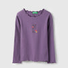 Girls Regular Fit Round Neck Ribbed T-Shirt