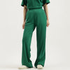Women Solid Straight Fit Wideleg Ponte Pants