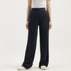 Women Solid Straight Fit Wideleg Ponte Pants
