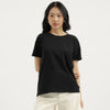Women Round Neck Solid Basic T-Shirt