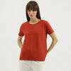 Women Round Neck Solid Basic T-Shirt