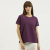Women Round Neck Solid Basic T-Shirt