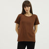 Women Round Neck Solid Basic T-Shirt