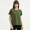 Women Round Neck Solid Basic T-Shirt