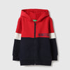 Boys Regular Fit Hooded Neck Colorblock Sweatshirt