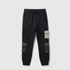 Boys Solid Regular Fit Tafetta Pocket Cargo Trackpants