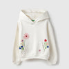 Girls Regular Fit Hooded Neck Floral Embroidery Sweatshirt