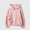 Girls Regular Fit Hooded Neck Floral Embroidery Sweatshirt
