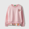 Girls Regular Fit Round Neck Floral Print Frill Sweatshirt