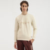 Regular Fit Crew Neck Typography Emblem Peached Fleece Sweatshirt