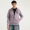 Men Relaxed Fit Hooded Neck Embossed Logo Fleece Sweatshirt