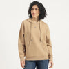 Women Hooded Neck Solid Brushed Basic Sweatshirt