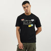 Men Boxy Fit Crew Neck Typography Get Organised Badges T-Shirt
