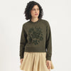 Women Round Neck Floral Raglan Sweatshirt