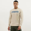 Men Regular Fit Round Neck Stripe Transfer Sweatshirt