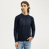 Men Regular Fit Crew Neck Printed Outline Transfer Sweatshirt
