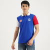 Men Regular Fit Polo Neck Solid Contrast Sleeve Sporty T-Shirt