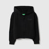 Girls Cropped Fit Hooded Neck Solid Interlock Sweatshirt